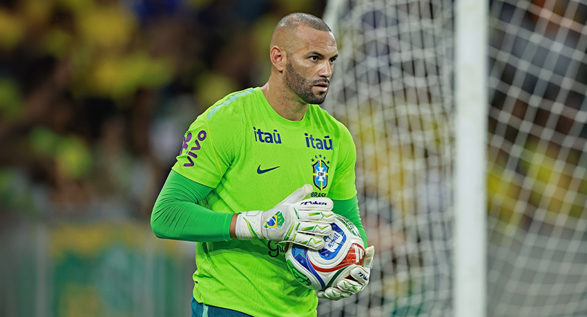 Goalkeeper Weverton with Poker at the World Cup